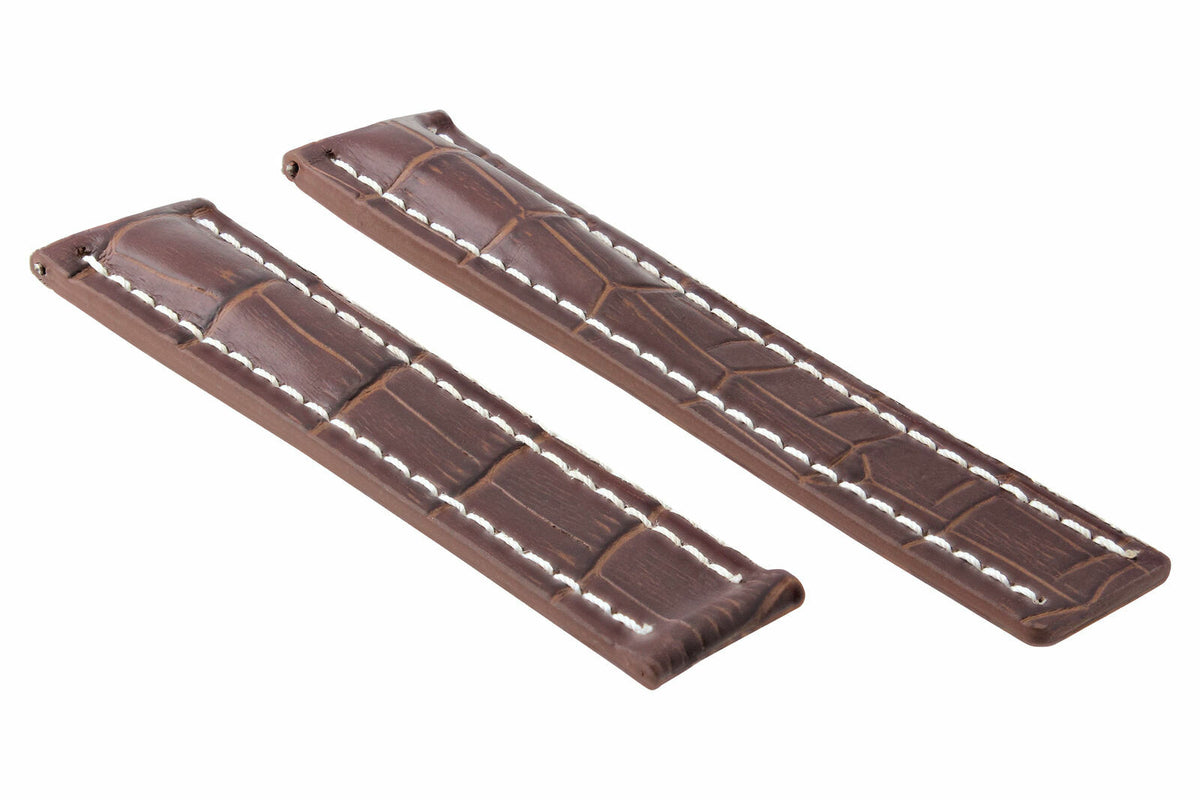 22-24MM Leather Strap Band for Breitling Navitimer Pilot Superocean Bentley Colt, front view