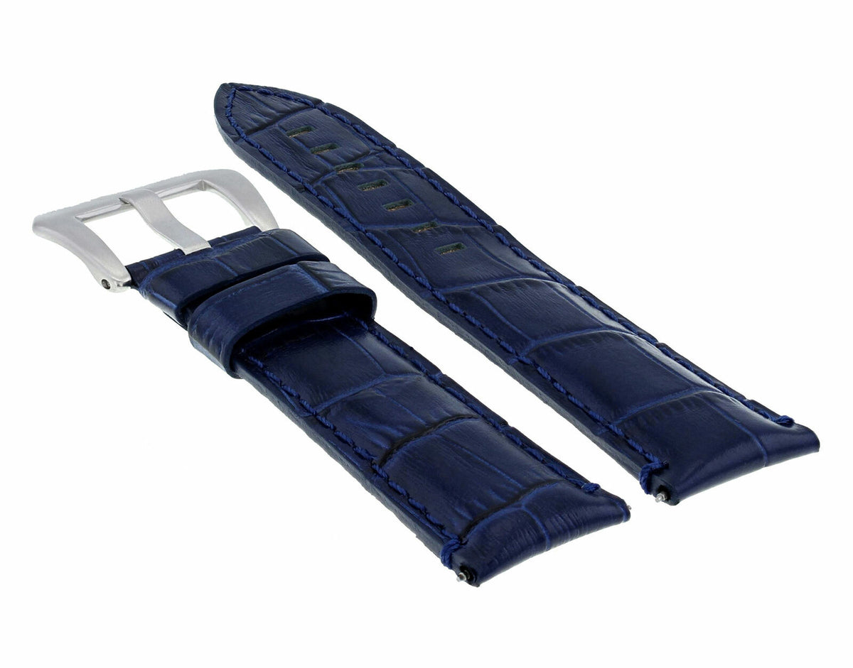 22MM 24MM REPLACEMENT LEATHER WATCH BAND STRAP FOR MONTBLANC TIMEWALKER CHRONO, Blue, view 4