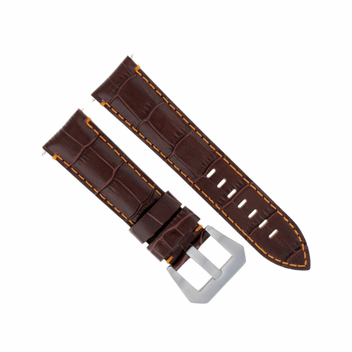 22MM 24MM REPLACEMENT LEATHER WATCH BAND STRAP FOR MONTBLANC TIMEWALKER CHRONO, Brown with Orange Stitching, view 3