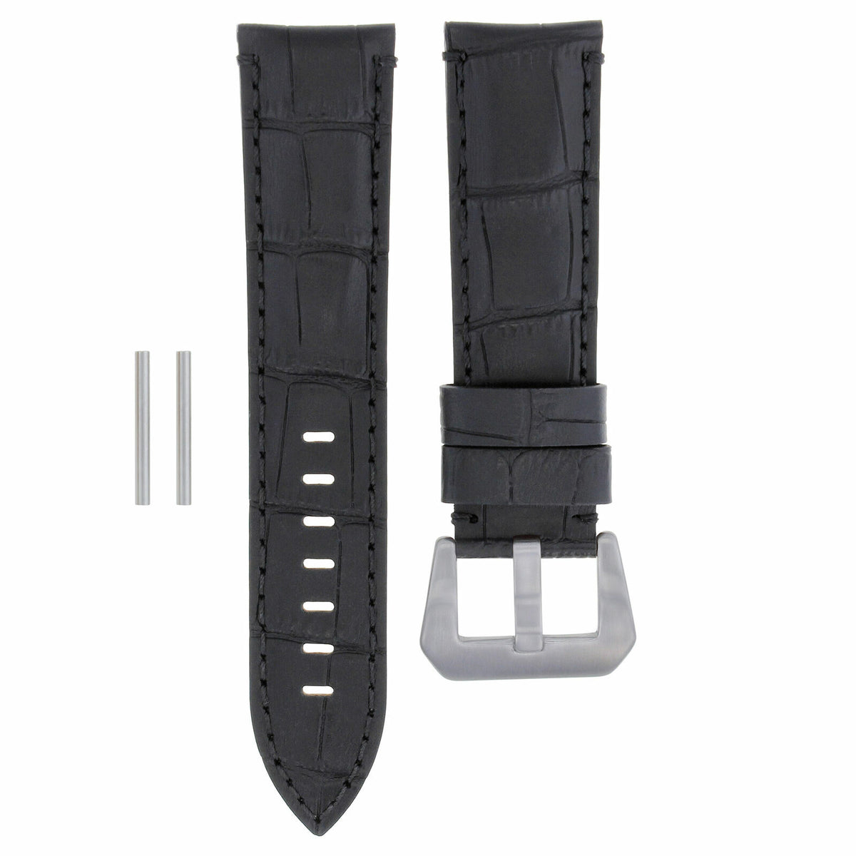 22-24MM LEATHER WATCH BAND STRAP FOR 40-44MM PANERAI MARINA RADIOMIR GMT WATCH - Beige with Red Stitching, Black, view 2