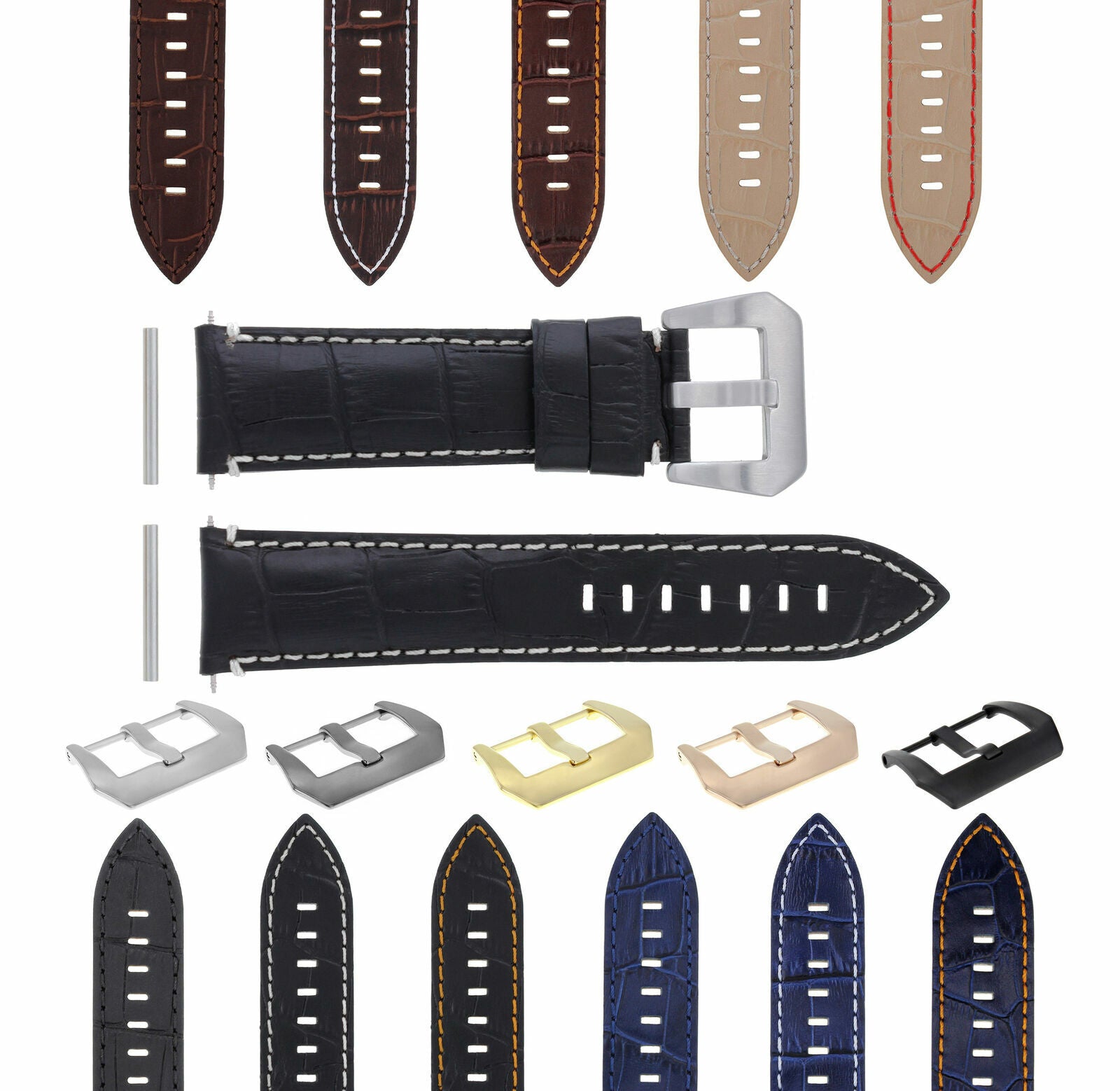 22-24MM LEATHER WATCH BAND STRAP FOR 40-44MM PANERAI MARINA RADIOMIR GMT WATCH