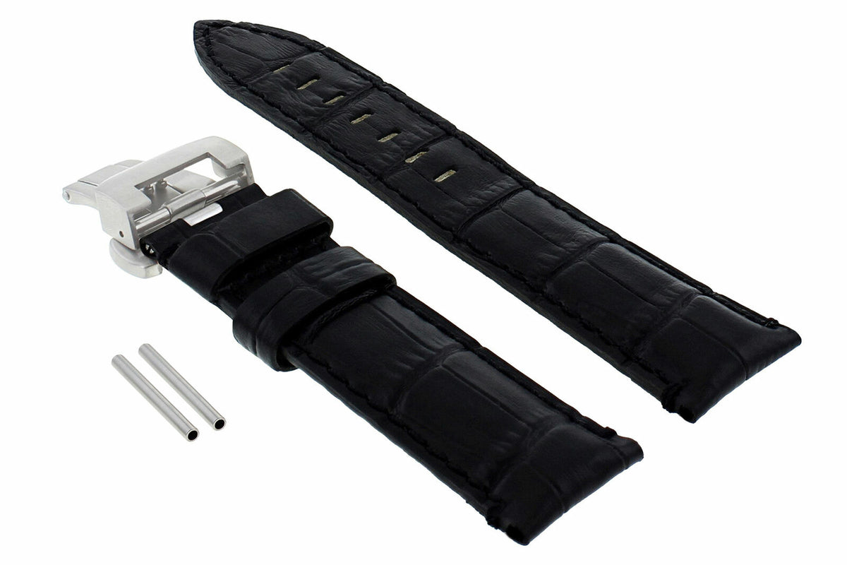 22-24MM LEATHER WATCH BAND STRAP FOR PANERAI MARINA LUMINOR GMT WATCH + CLASP - 22mm, Black, view 4