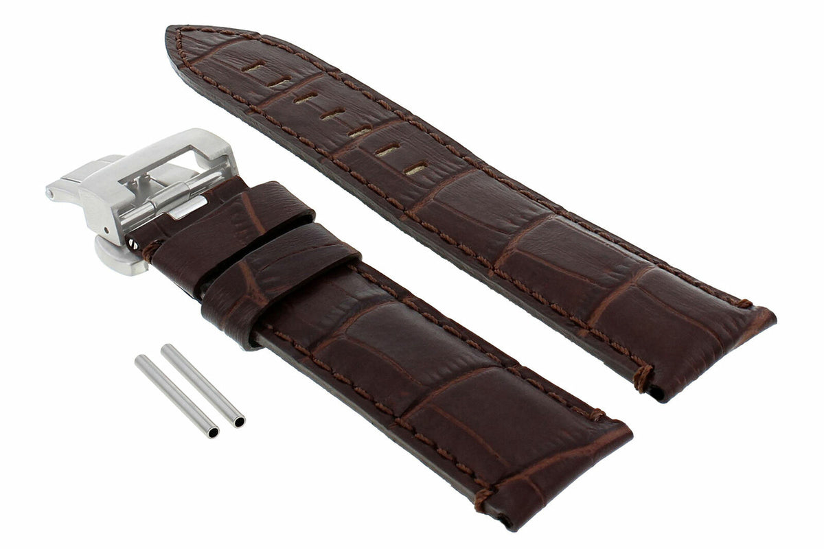 22-24MM LEATHER WATCH BAND STRAP FOR PANERAI MARINA LUMINOR GMT WATCH + CLASP - 22mm, Brown, view 4