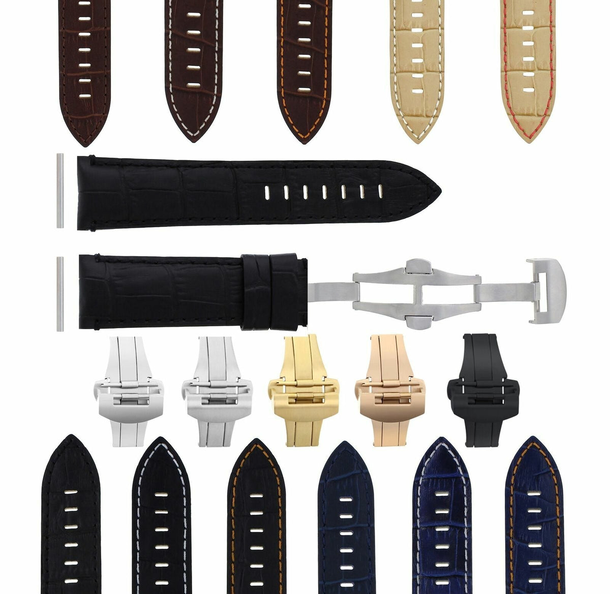 22-24MM LEATHER WATCH BAND STRAP FOR PANERAI MARINA LUMINOR GMT WATCH + CLASP - 22mm