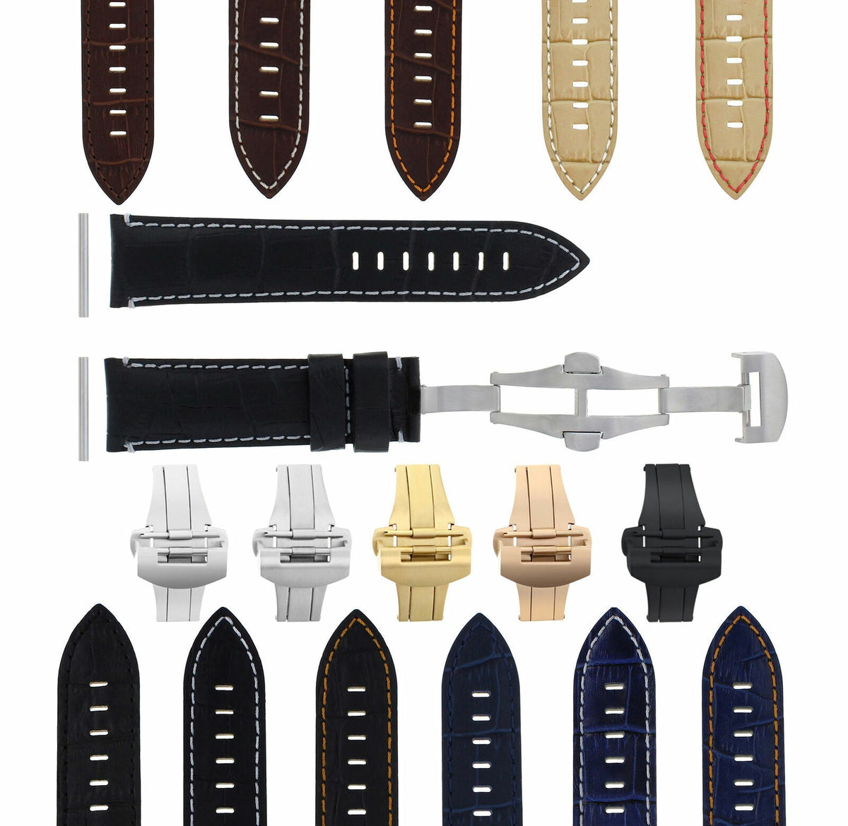 22-24MM LEATHER WATCH BAND STRAP FOR PANERAI MARINA LUMINOR GMT WATCH + CLASP - 22mm