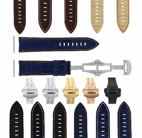 22-24MM LEATHER WATCH BAND STRAP FOR PANERAI MARINA LUMINOR GMT WATCH + CLASP - 22mm