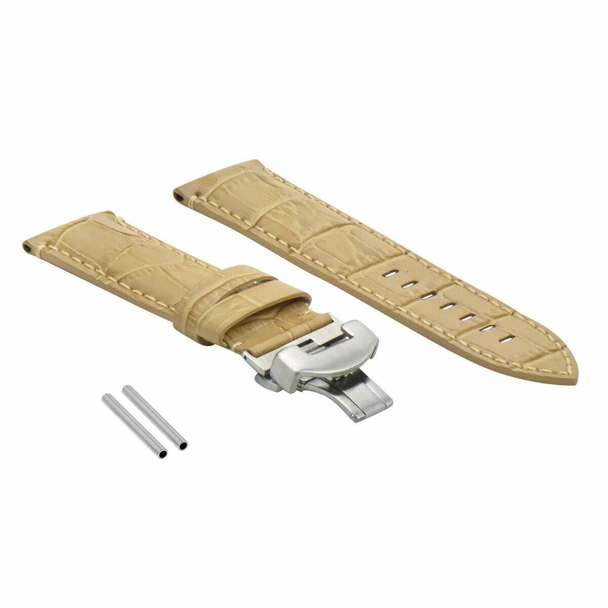 22-24MM LEATHER WATCH BAND STRAP FOR PANERAI MARINA LUMINOR GMT WATCH + CLASP - 22mm, Beige, view 4