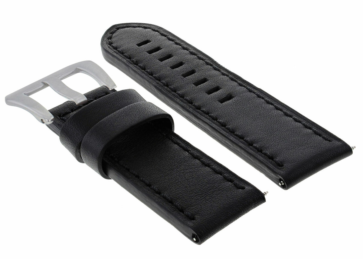 22-24MM LEATHER WATCH BAND STRAP FOR 40- 44MM PANERAI GMT 88 562 441 90 104 560, Black, view 4