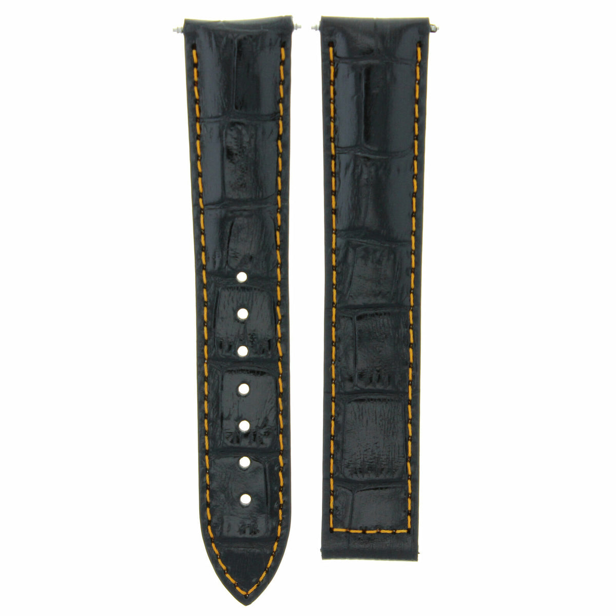 18MM-24MM GENUINE LEATHER WATCH BAND STRAP WITH CLASP FOR OMEGA SEAMASTER PLANET, Black with Orange Stitching, view 2