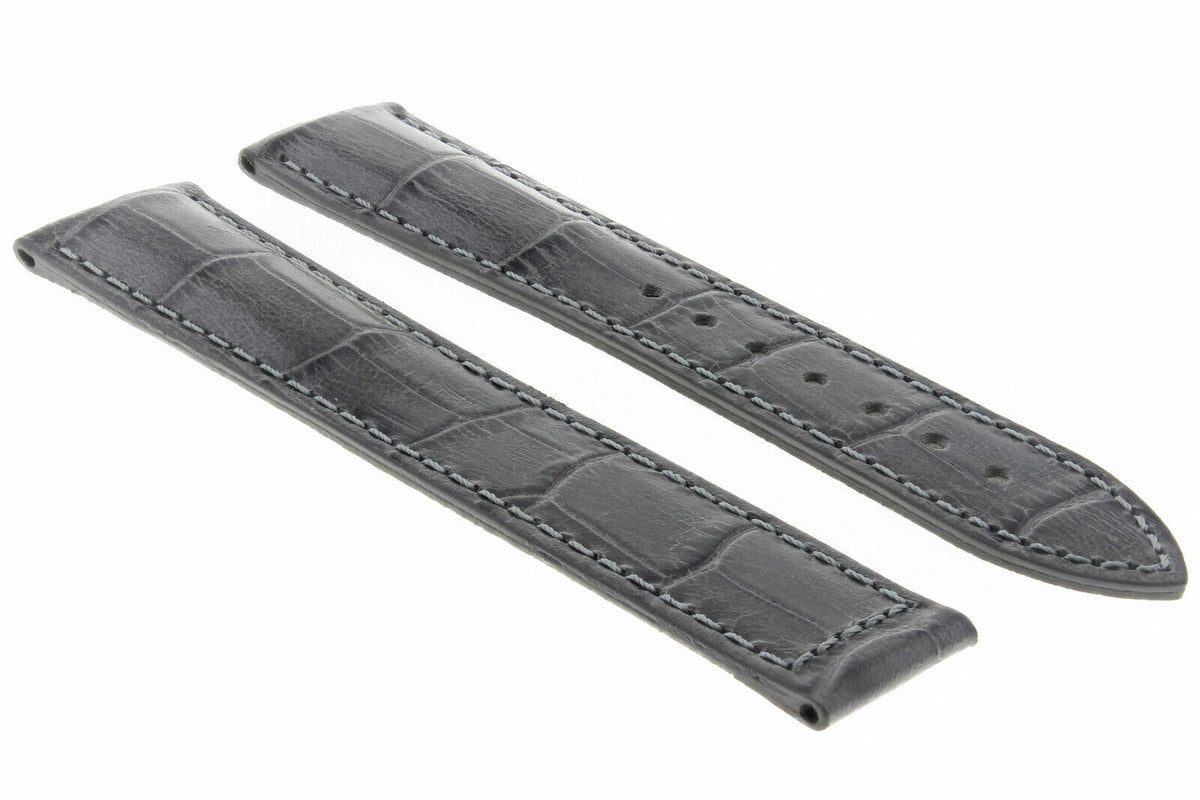 18MM-24MM GENUINE LEATHER WATCH BAND STRAP WITH CLASP FOR OMEGA SEAMASTER PLANET, Gray, front view