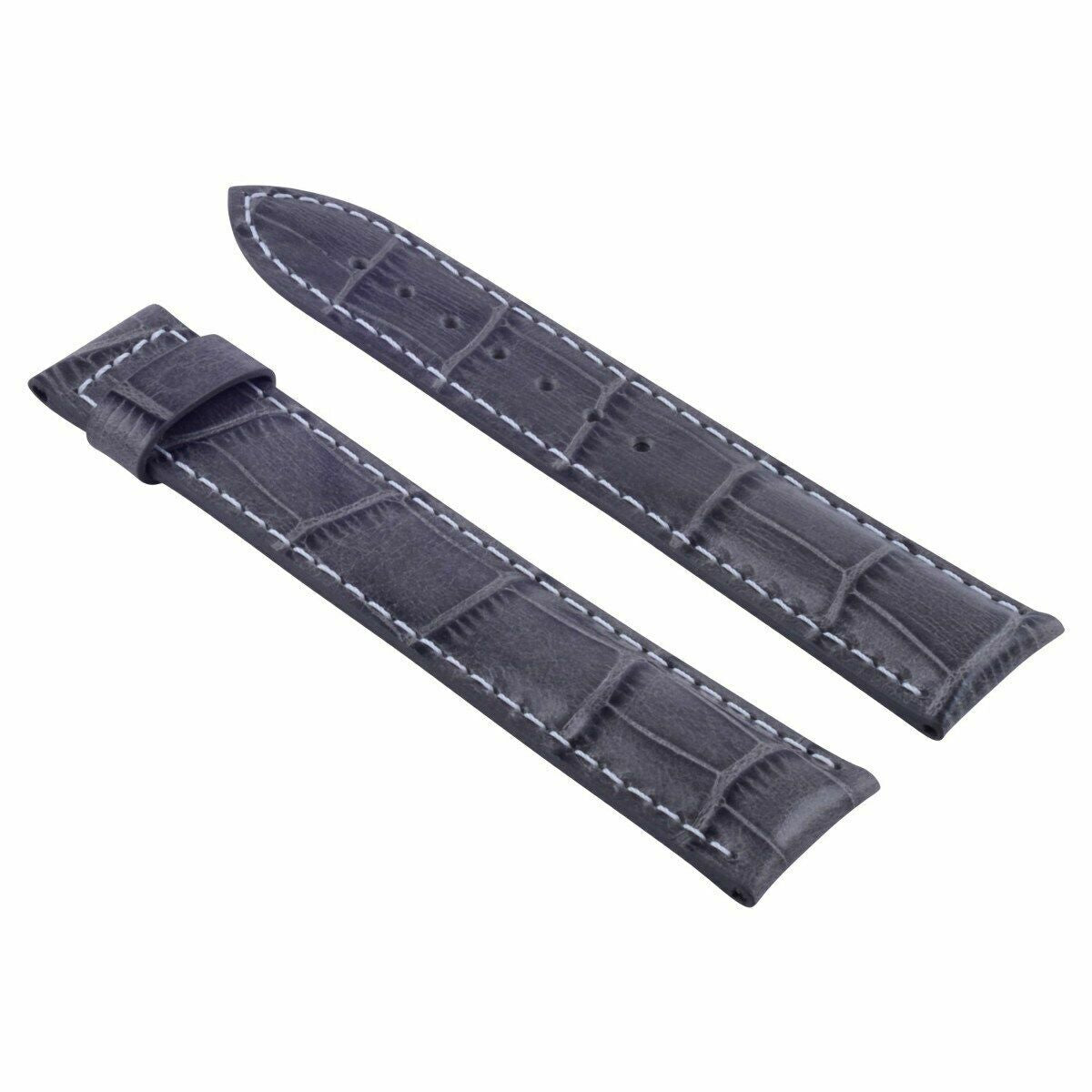 18MM-24MM GENUINE LEATHER WATCH BAND STRAP WITH CLASP FOR OMEGA SEAMASTER PLANET, Gray with White Stitching, view 3