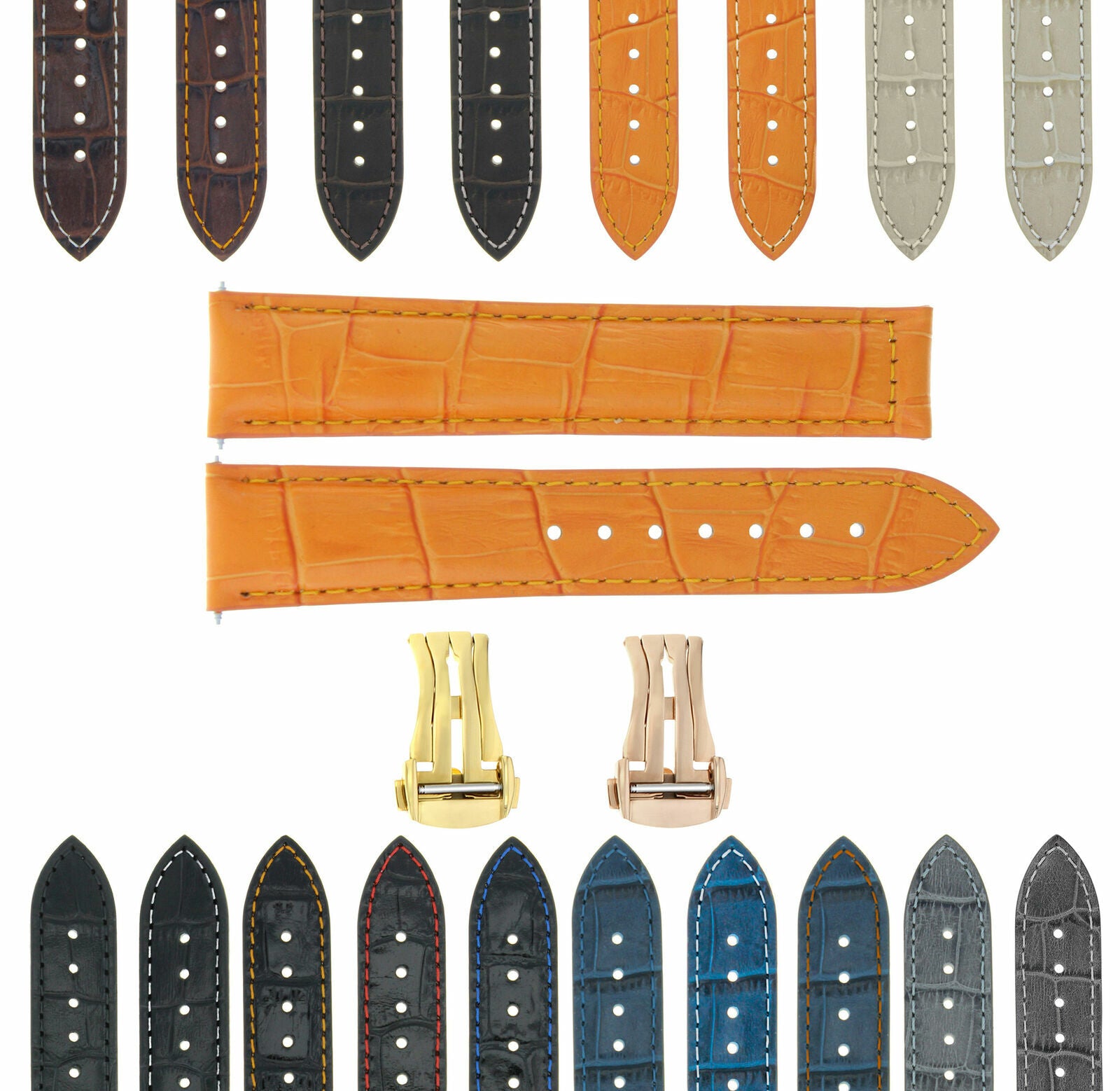 18-19-20-22-24MM LEATHER STRAP WATCH BAND FOR OMEGA SEAMASTER PLANET GOLD ROSE