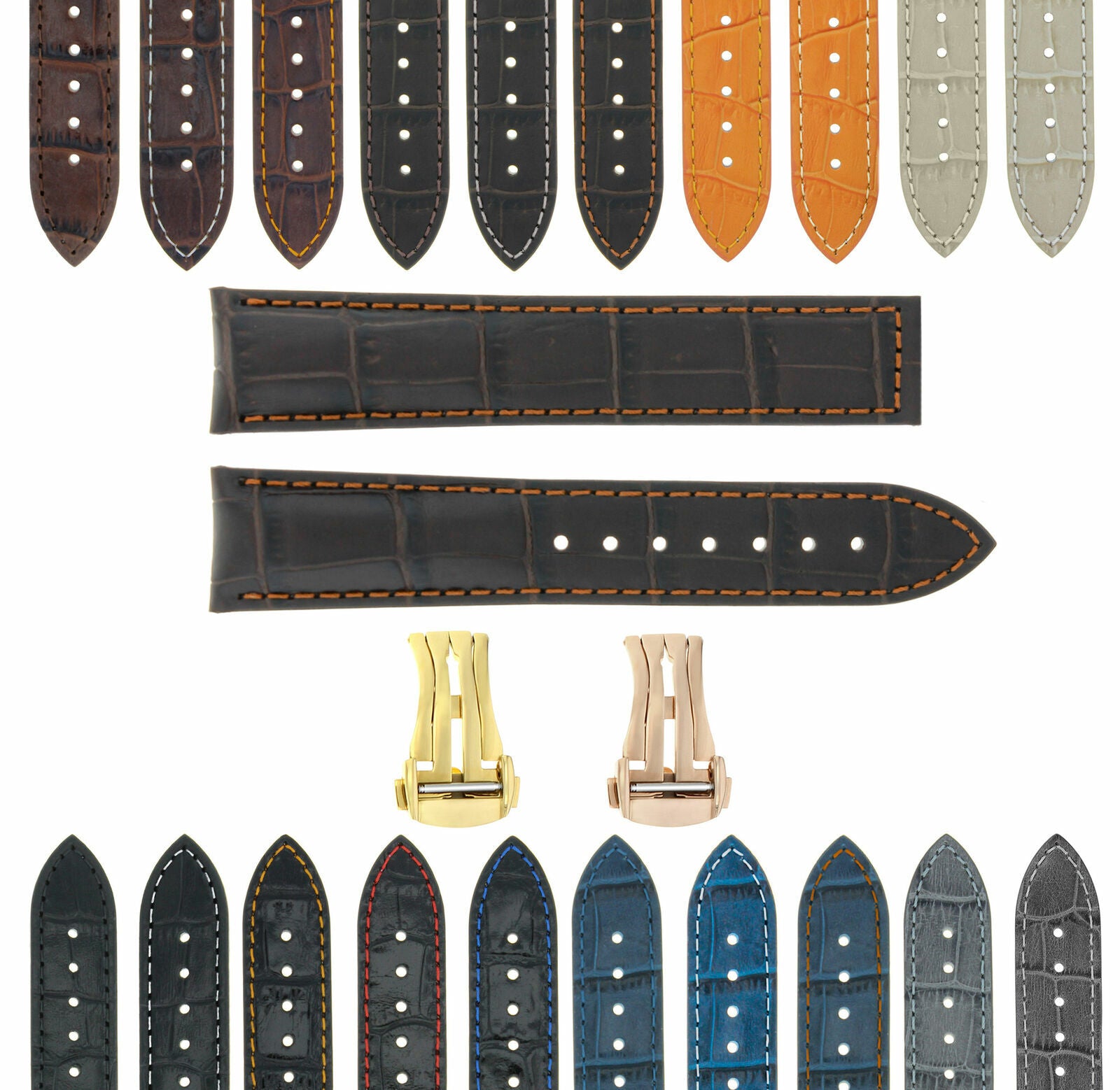 18-19-20-22-24MM LEATHER STRAP WATCH BAND FOR OMEGA SEAMASTER PLANET GOLD ROSE