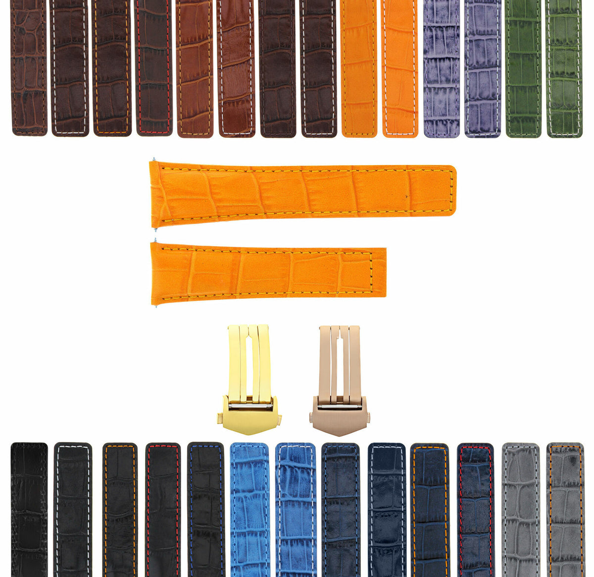 18-19-20-21-22MM LEATHER WATCH BAND STRAP CLASP FOR TAG HEUER CARRERA GOLD ROSE, Orange