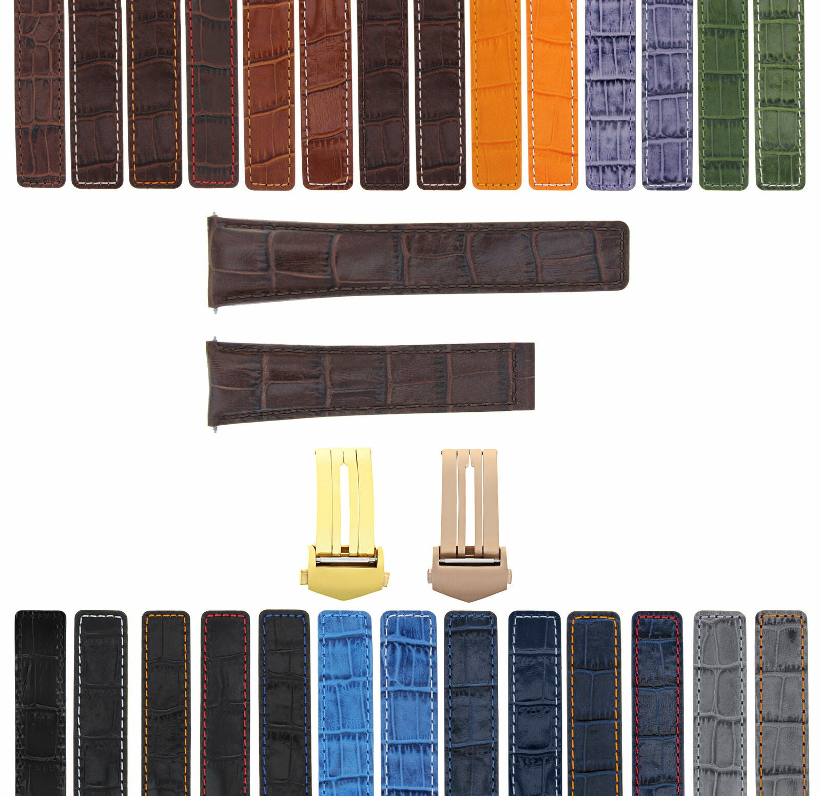 LEATHER WATCH BAND STRAP CLASP FOR TAG HEUER CARRERA GOLD ROSE - 20MM