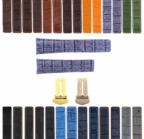 LEATHER WATCH BAND STRAP CLASP FOR TAG HEUER CARRERA GOLD ROSE - 22MM