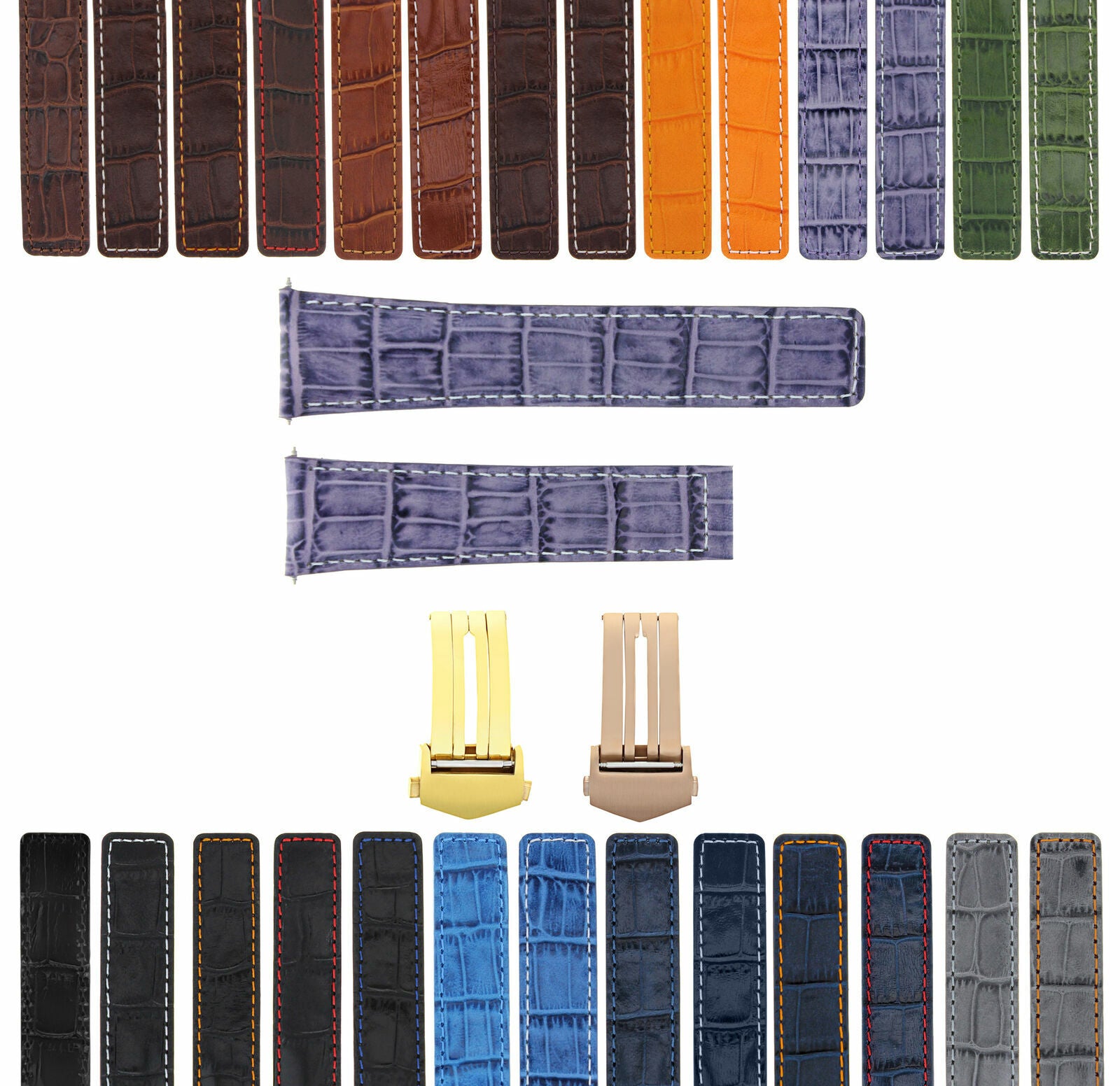 LEATHER WATCH BAND STRAP CLASP FOR TAG HEUER CARRERA GOLD ROSE - 22MM