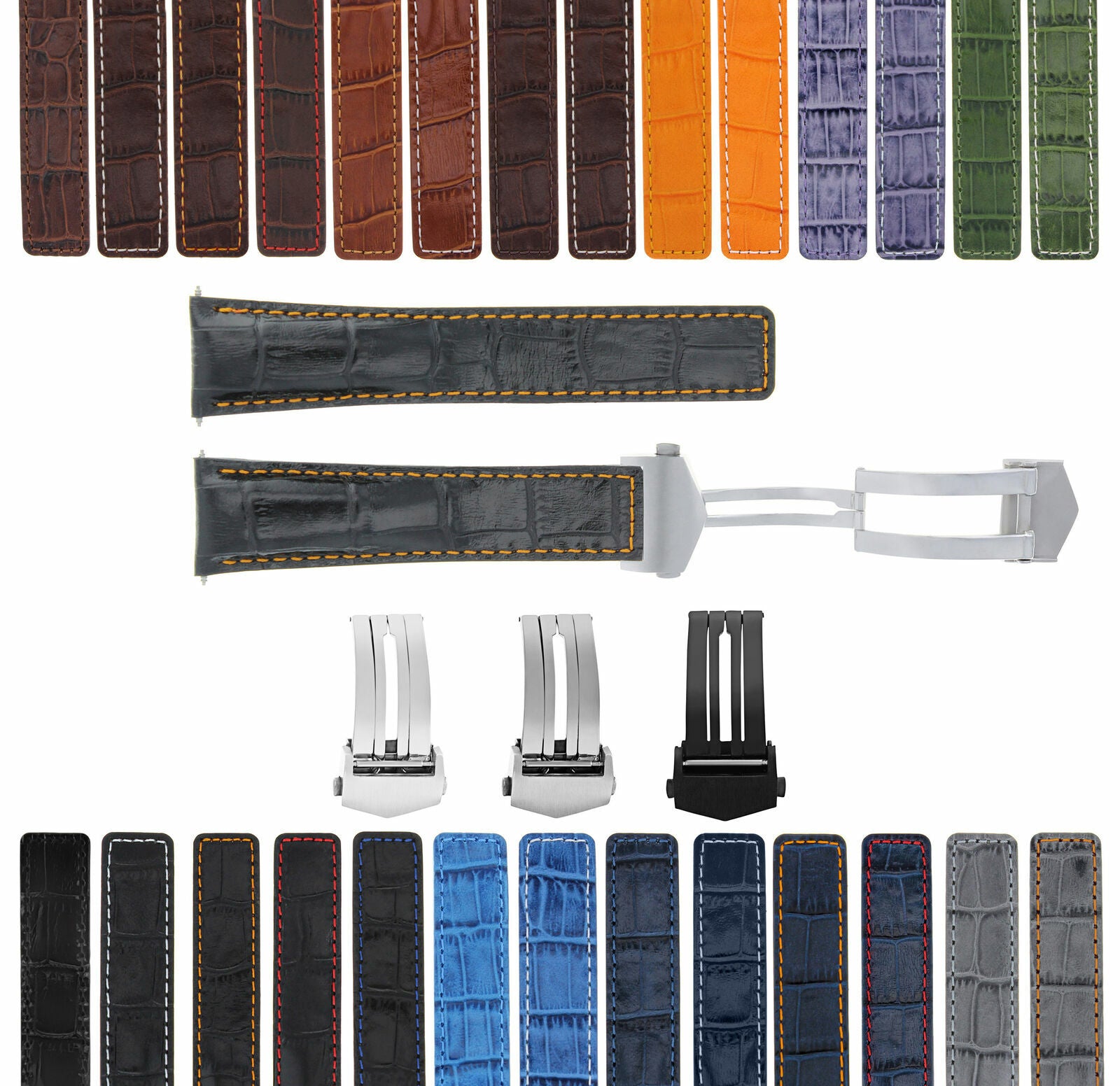LEATHER WATCH BAND STRAP FOR TAG HEUER CARRERA DEPLOYMENT CLASP - 20MM
