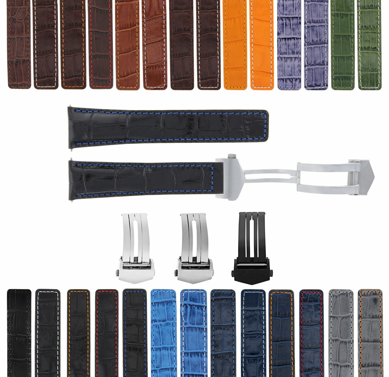 LEATHER WATCH BAND STRAP FOR TAG HEUER CARRERA DEPLOYMENT CLASP - 20MM
