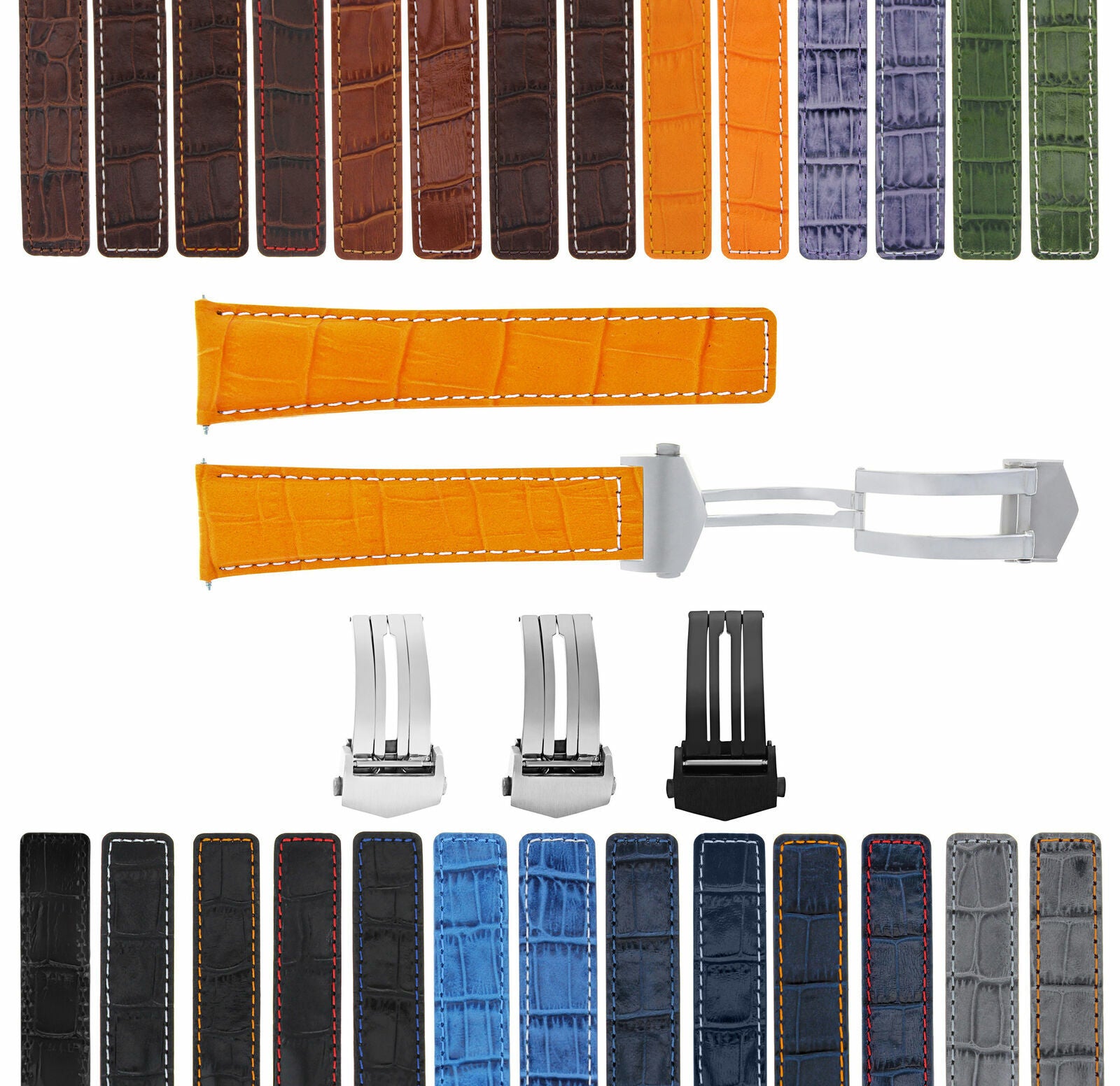 LEATHER WATCH BAND STRAP FOR TAG HEUER CARRERA DEPLOYMENT CLASP - 20MM