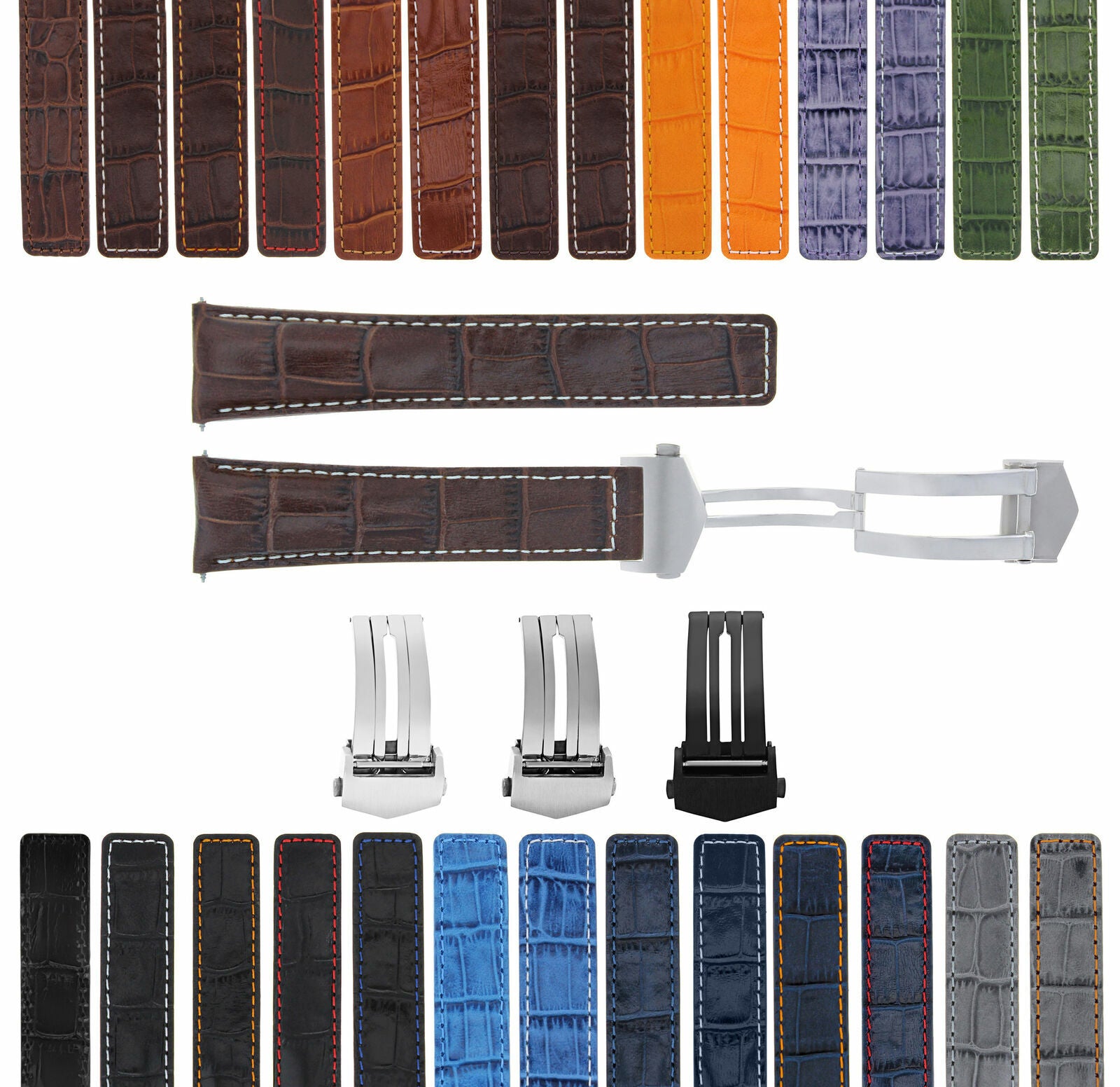 LEATHER WATCH BAND STRAP FOR TAG HEUER CARRERA DEPLOYMENT CLASP - 20MM