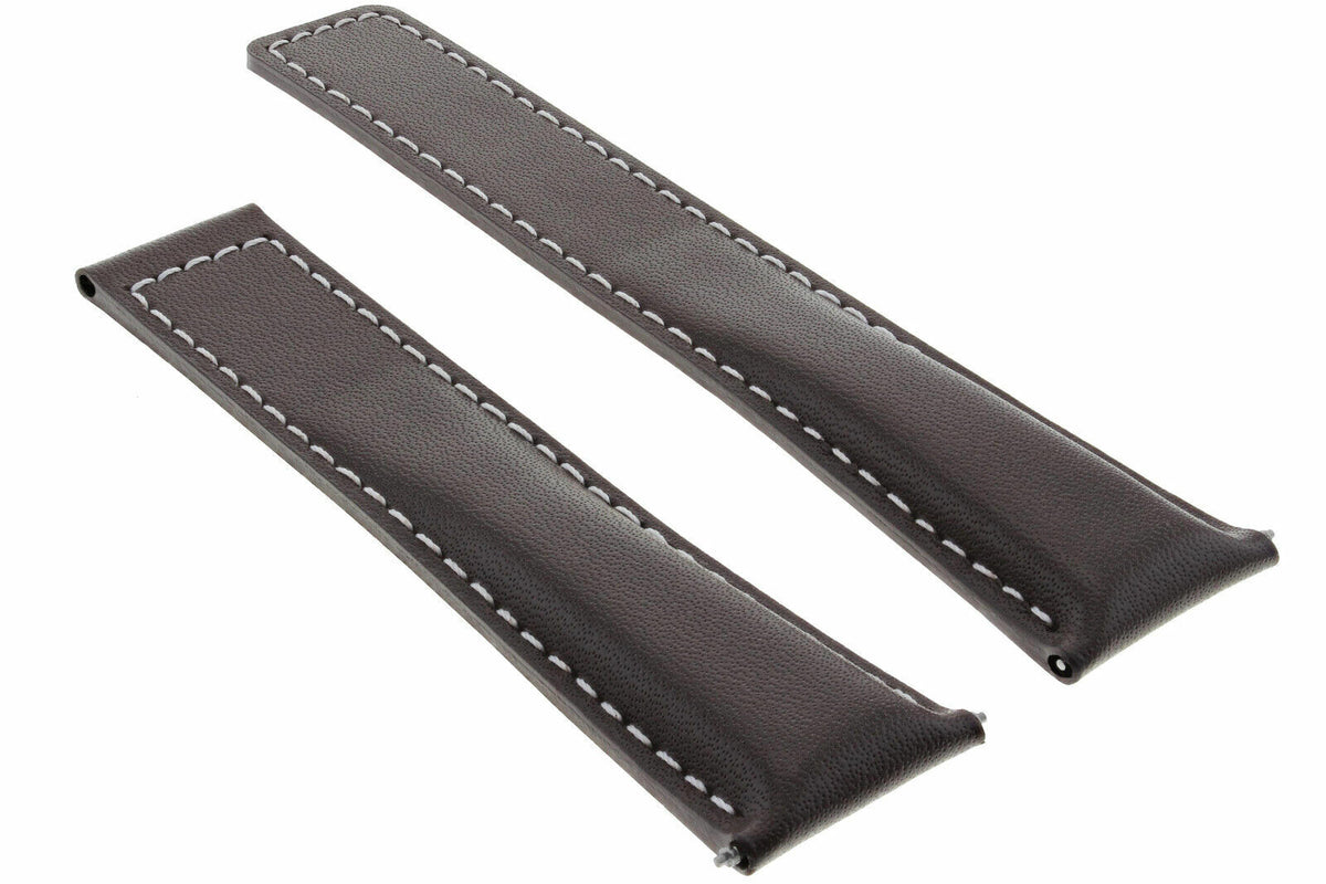 19MM 20MM 22MM LEATHER WATCH BAND STRAP WITH CLASP FOR TAG HEUER CARRERA MONACO, Brown with White Stitching, view 4
