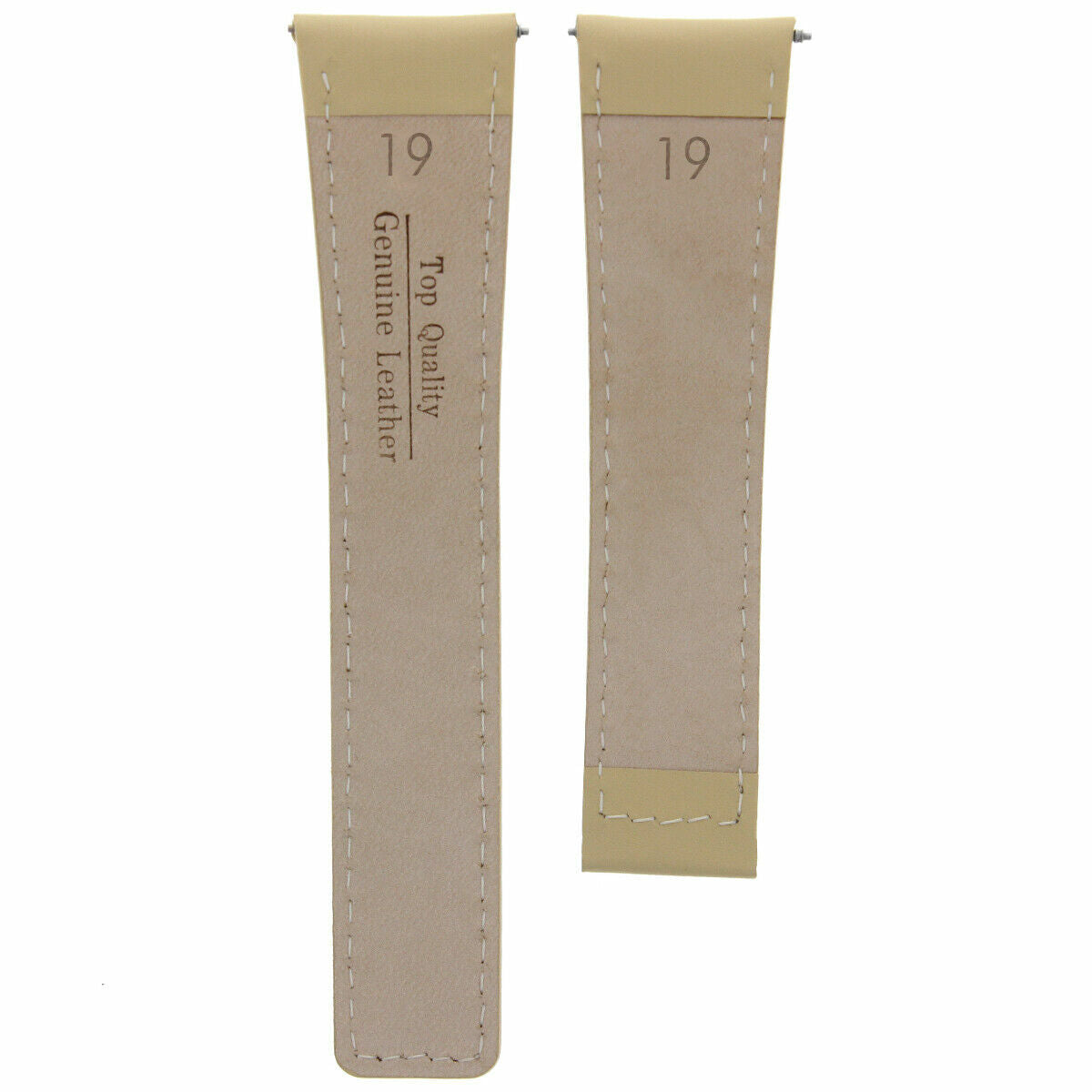 19MM 20MM 22MM LEATHER WATCH BAND STRAP WITH CLASP FOR TAG HEUER CARRERA MONACO, Beige with Black Stitching, underside view