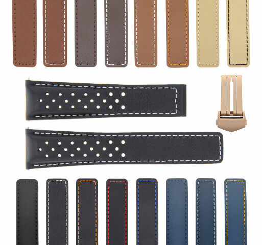 19-20-22MM LEATHER WATCH BAND FOR TAG HEUER CARRERA CALIBRE PERFORAT + CLASP