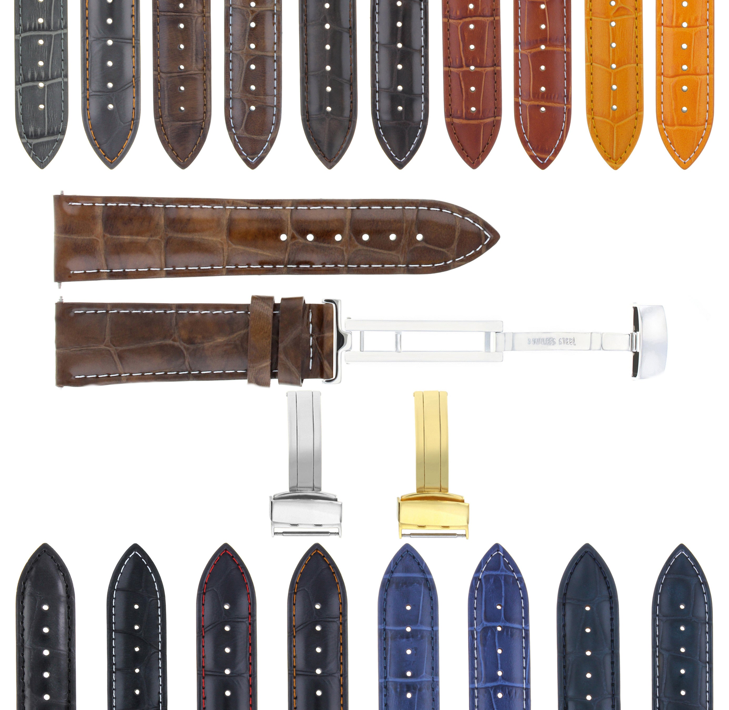 LEATHER WATCH BAND STRAP FOR CITIZEN ECO DRIVE + D/CLASP - 22MM