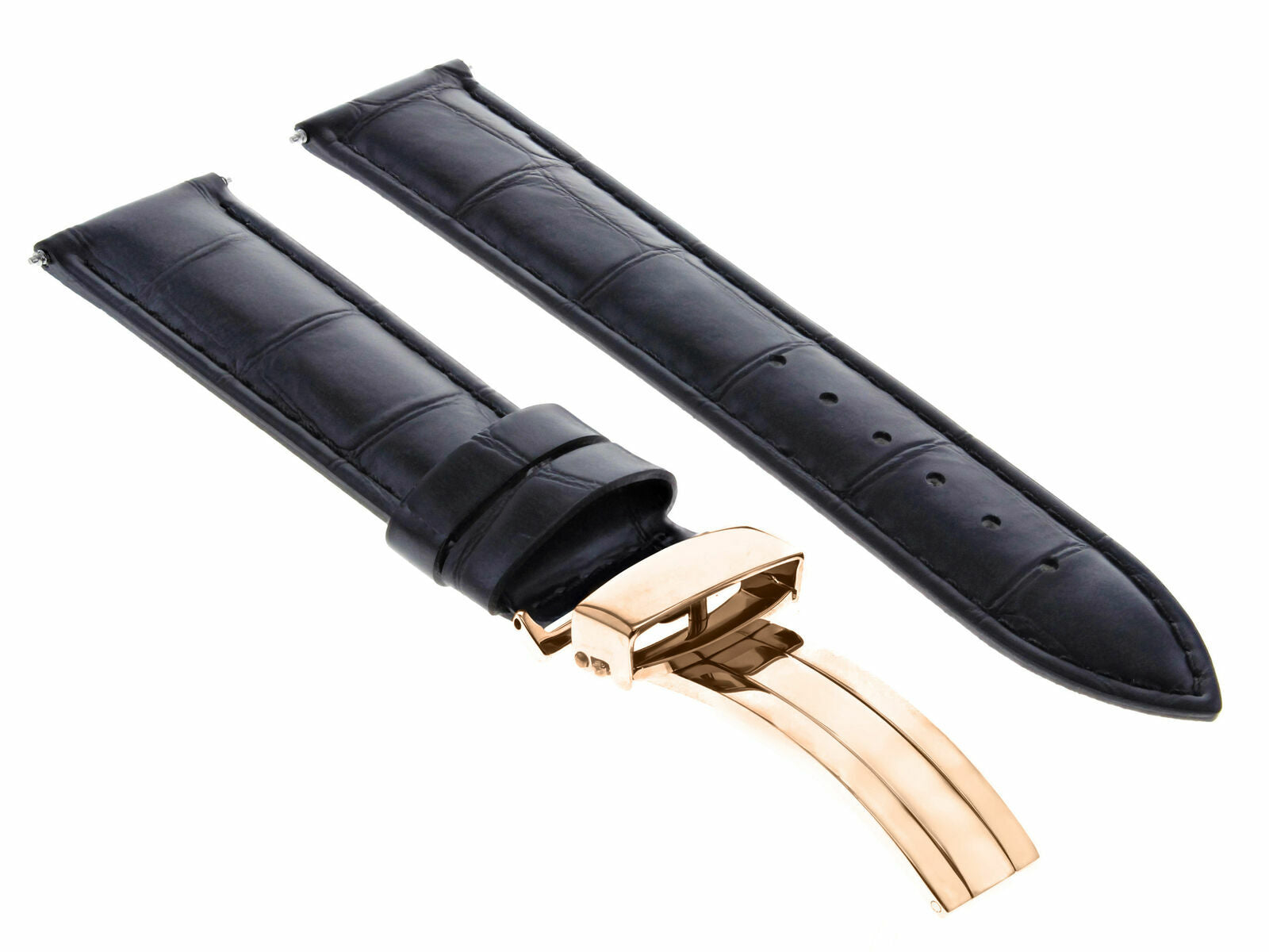 LEATHER WATCH BAND STRAP FOR CITIZEN CLASP ROSE BLACK - 21MM