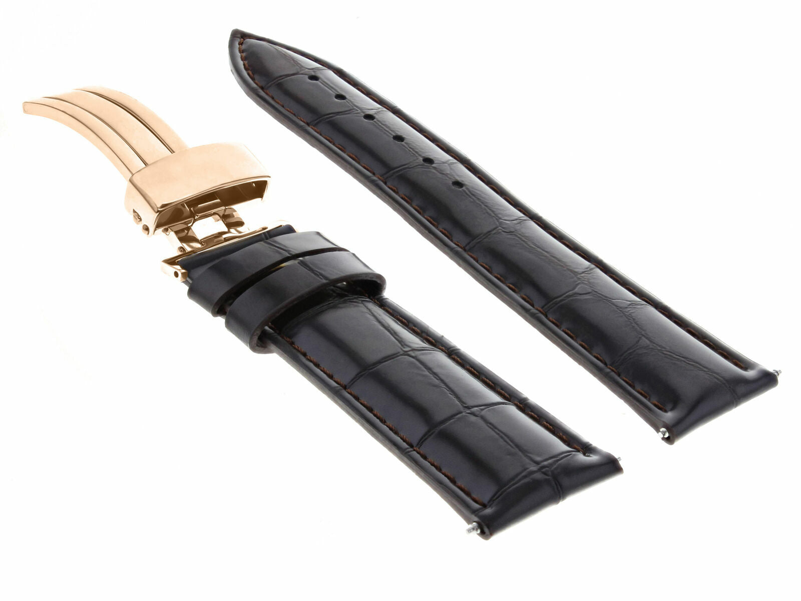 LEATHER WATCH BAND STRAP FOR CITIZEN CLASP ROSE BLACK - 22MM
