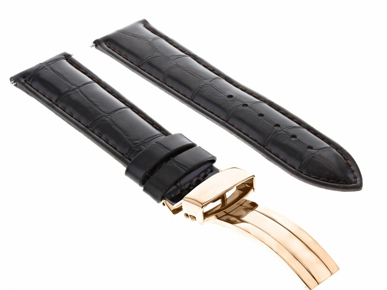 LEATHER WATCH BAND STRAP FOR CITIZEN CLASP ROSE BLACK - 22MM