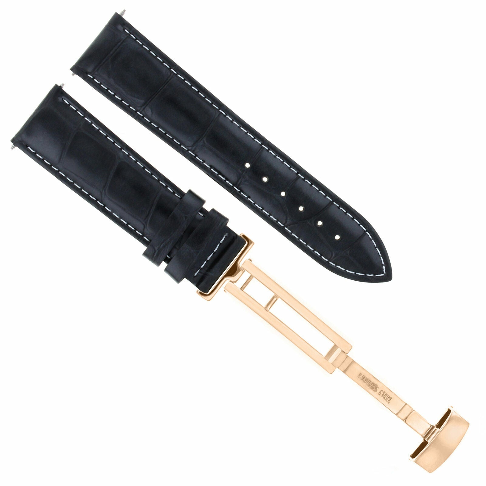 LEATHER WATCH BAND STRAP FOR CITIZEN CLASP ROSE BLACK - 18MM
