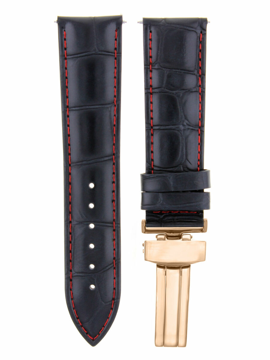 LEATHER WATCH BAND STRAP FOR CITIZEN CLASP ROSE BLACK - 18MM