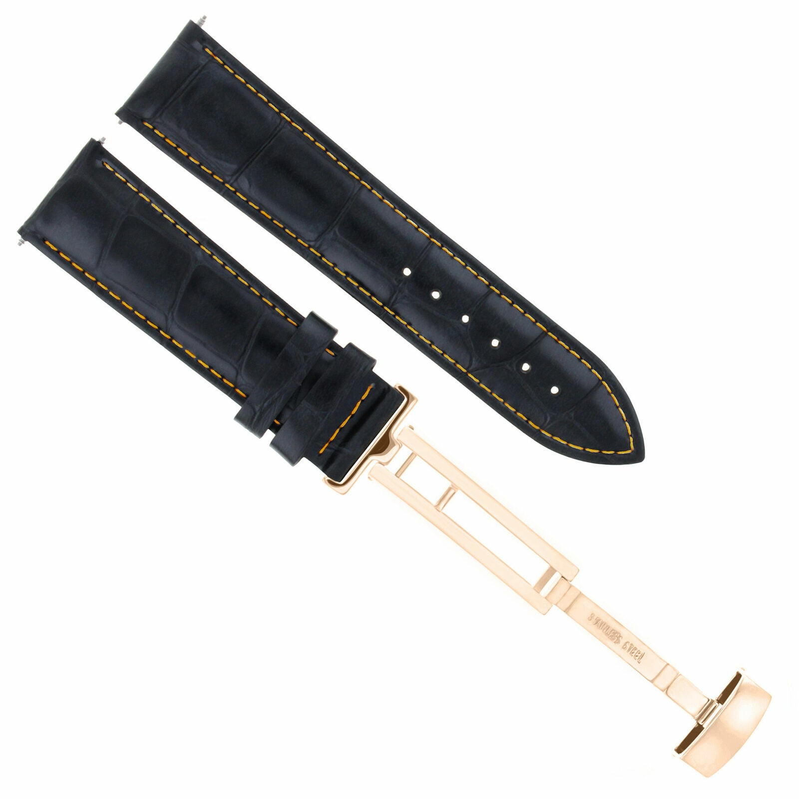 17-18-19-20-21-22-23-24MM LEATHER WATCH BAND STRAP FOR CITIZEN CLASP ROSE BLACK