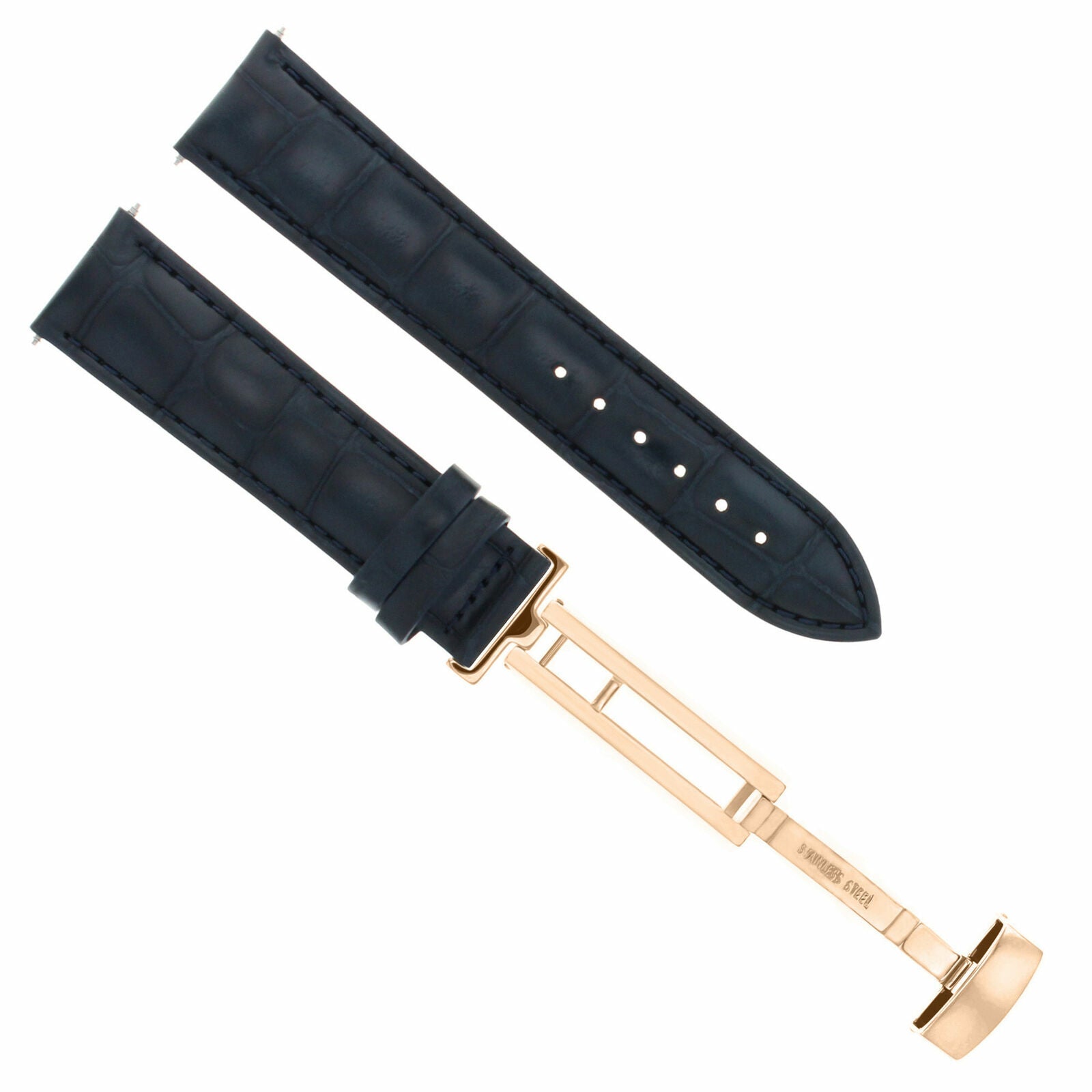 LEATHER WATCH BAND STRAP FOR CITIZEN CLASP ROSE BLACK - 18MM