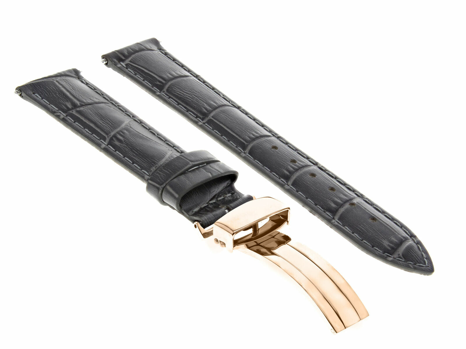 LEATHER WATCH BAND STRAP FOR CITIZEN CLASP ROSE BLACK - 19MM
