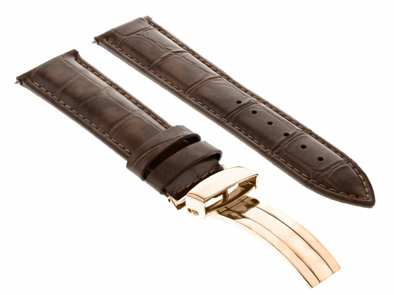 LEATHER WATCH BAND STRAP FOR CITIZEN CLASP ROSE BLACK - 19MM