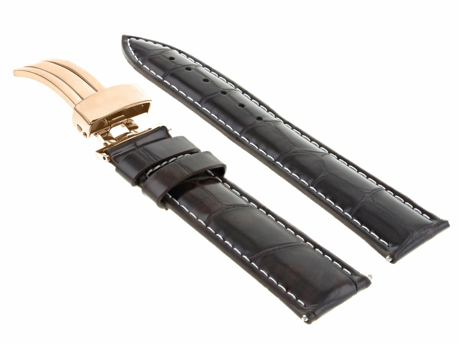 LEATHER WATCH BAND STRAP FOR CITIZEN CLASP ROSE BLACK - 20MM