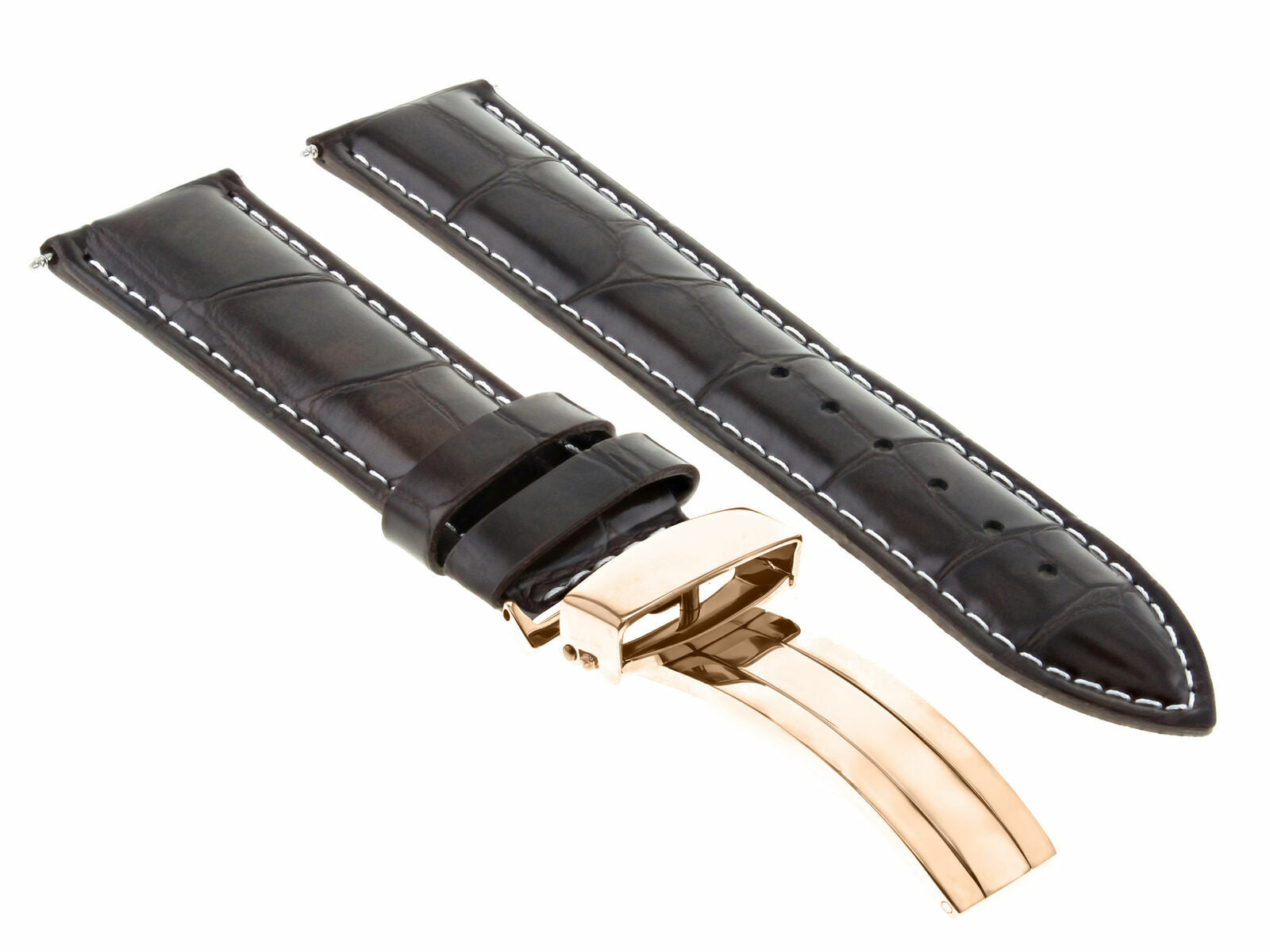 LEATHER WATCH BAND STRAP FOR CITIZEN CLASP ROSE BLACK - 20MM