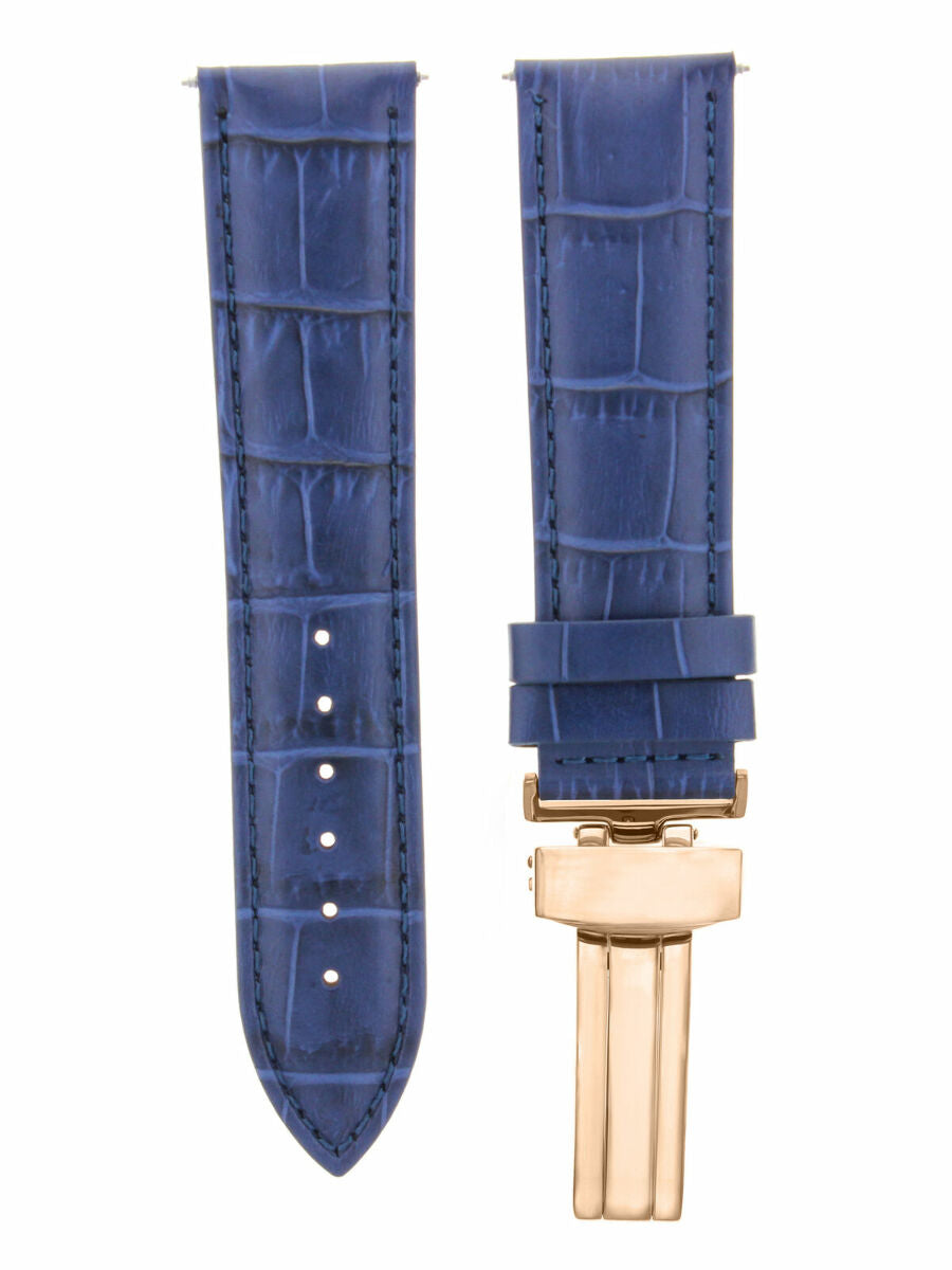 LEATHER WATCH BAND STRAP FOR CITIZEN CLASP ROSE BLACK - 22MM