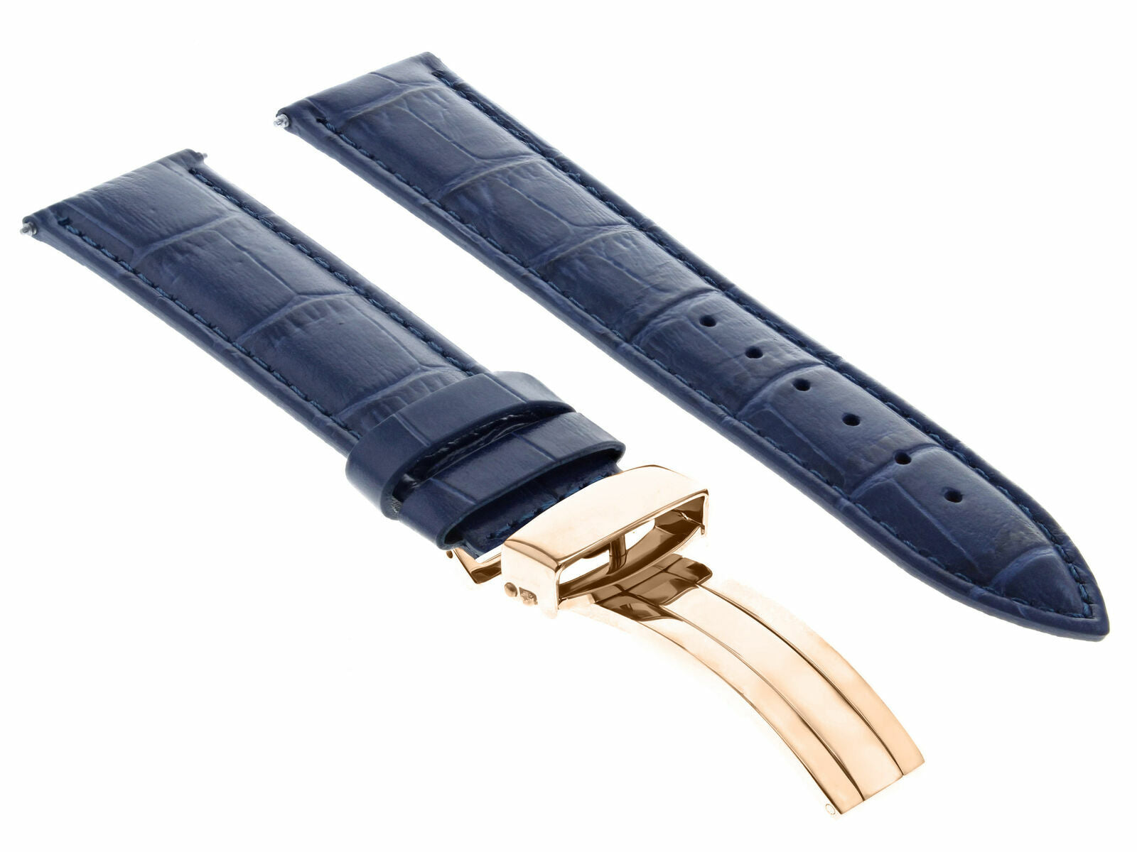 LEATHER WATCH BAND STRAP FOR CITIZEN CLASP ROSE BLACK - 22MM