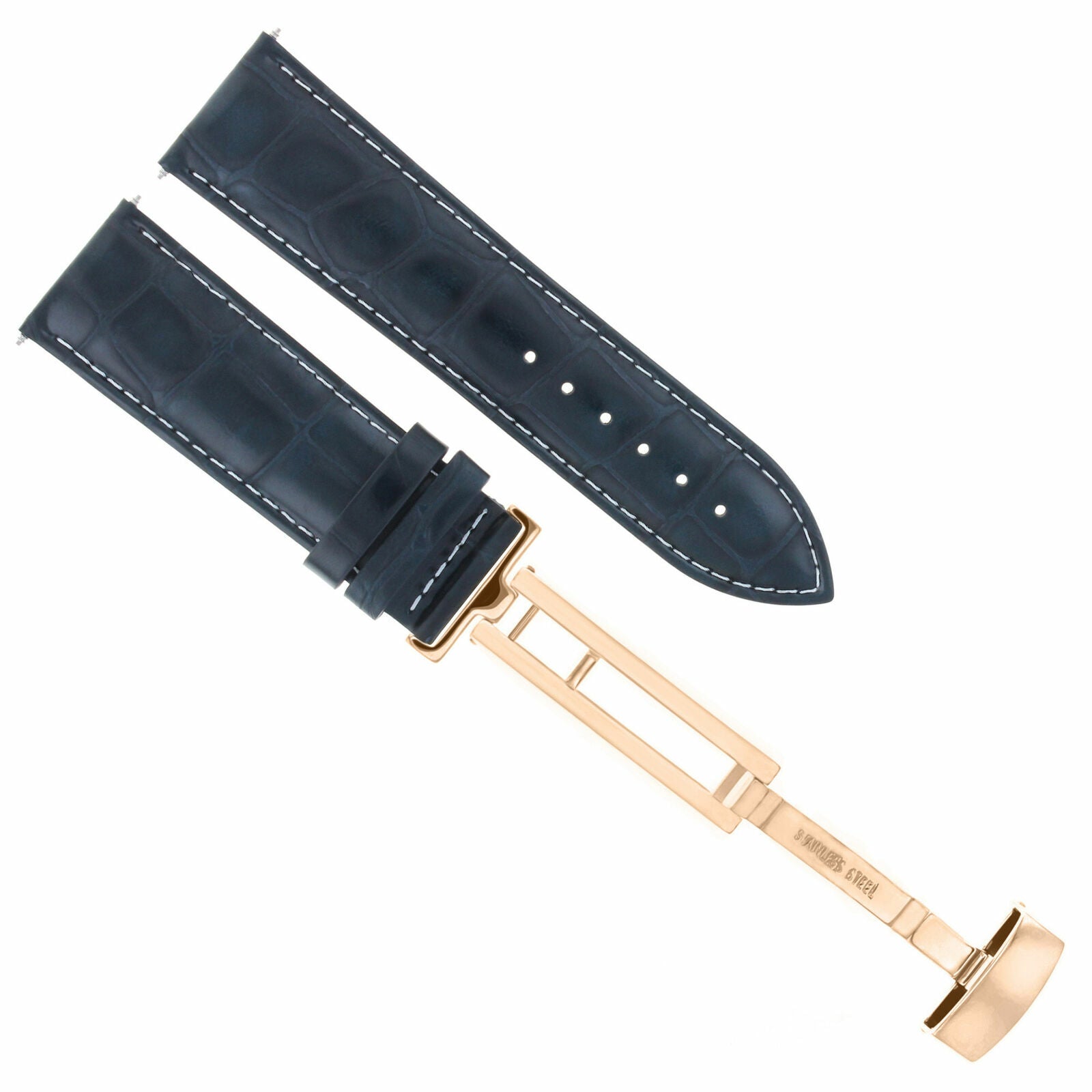 LEATHER WATCH BAND STRAP FOR CITIZEN CLASP ROSE BLACK - 22MM