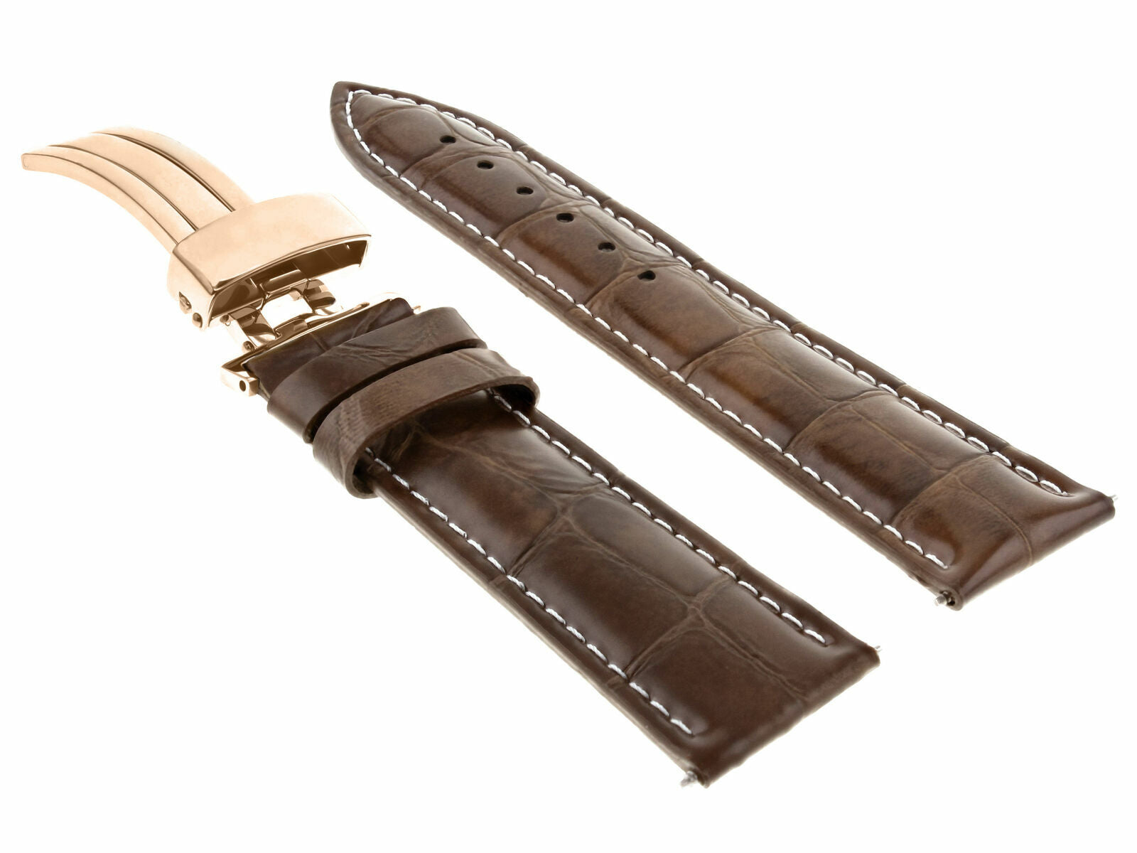 LEATHER WATCH BAND STRAP FOR CITIZEN CLASP ROSE BLACK - 22MM