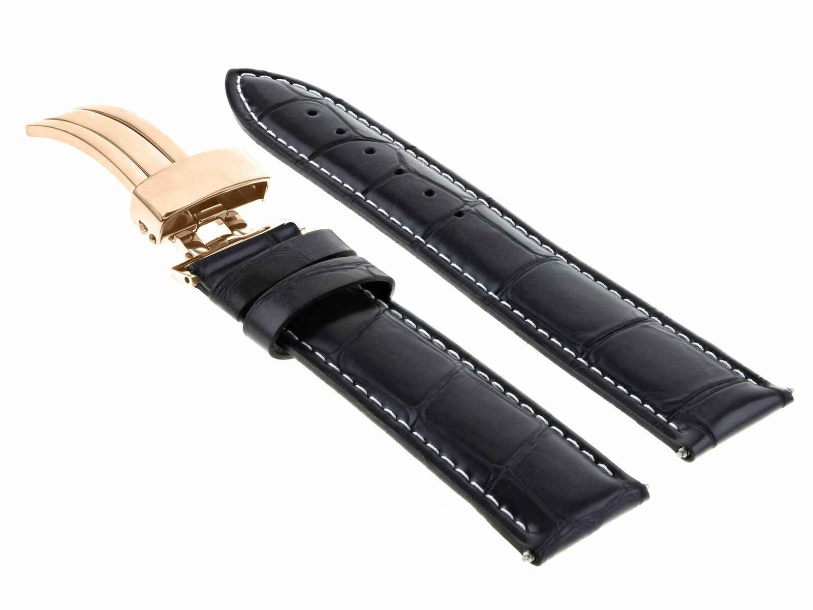 LEATHER WATCH BAND STRAP FOR CITIZEN CLASP ROSE BLACK - 23MM