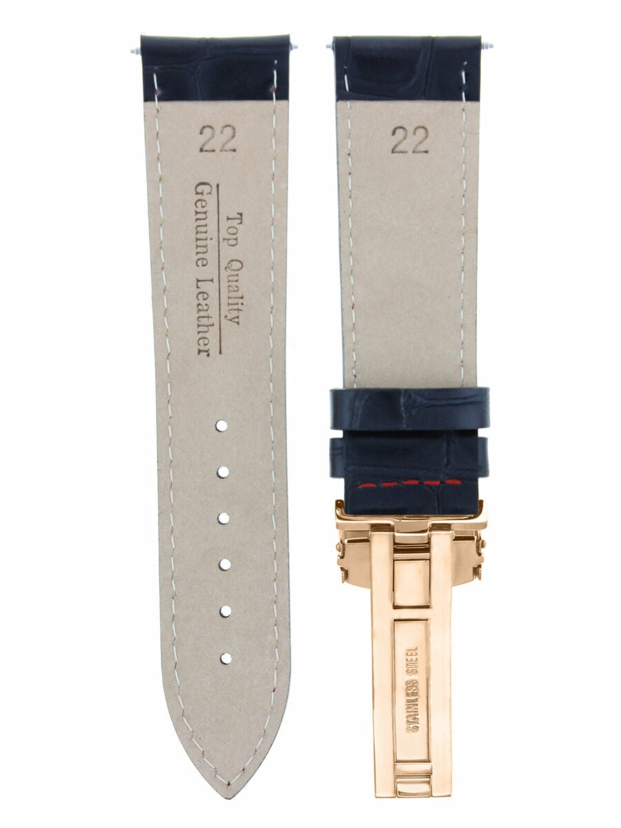 LEATHER WATCH BAND STRAP FOR CITIZEN CLASP ROSE BLACK - 23MM