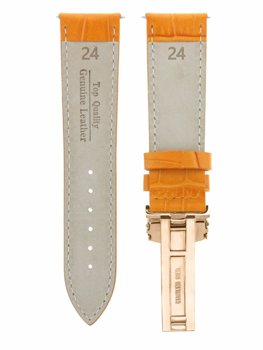 LEATHER WATCH BAND STRAP FOR CITIZEN CLASP ROSE BLACK - 23MM