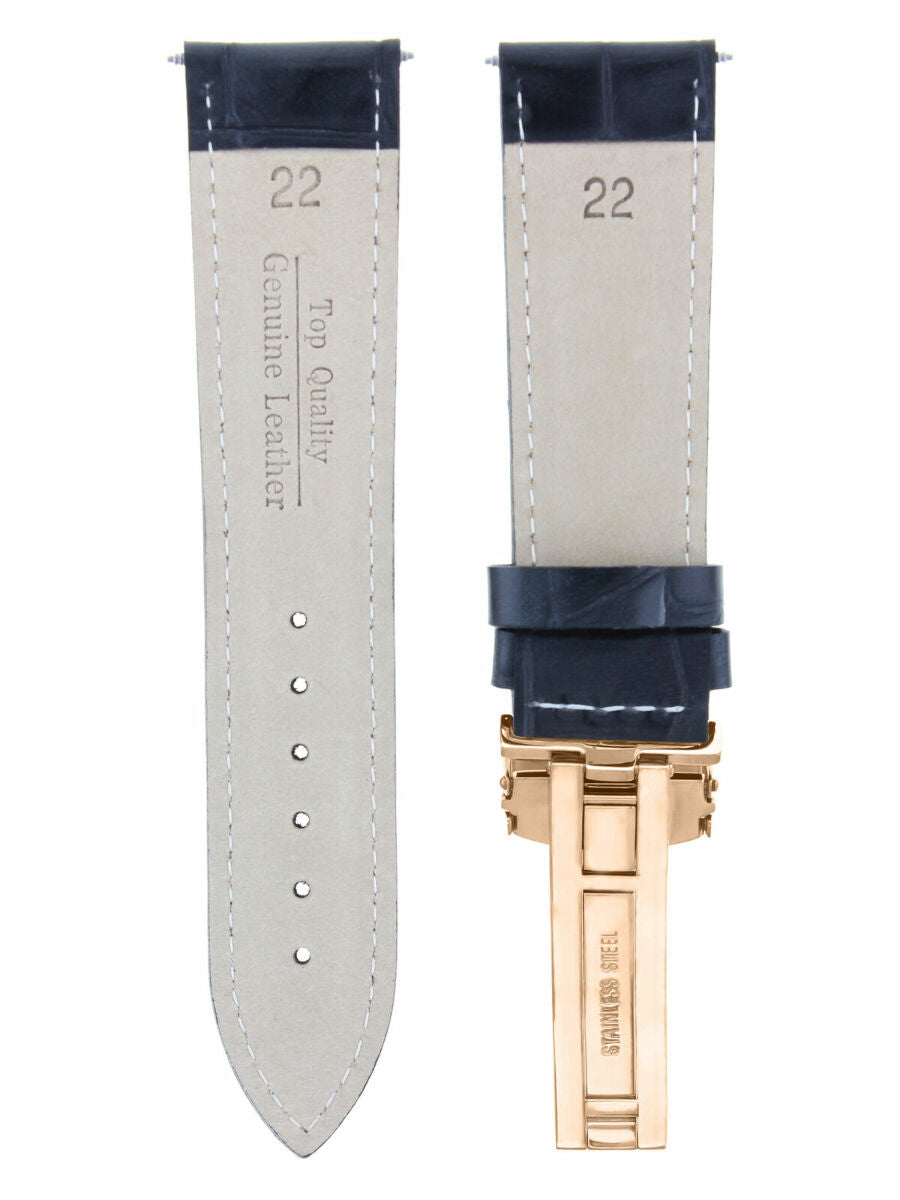 LEATHER WATCH BAND STRAP FOR CITIZEN CLASP ROSE BLACK - 24MM