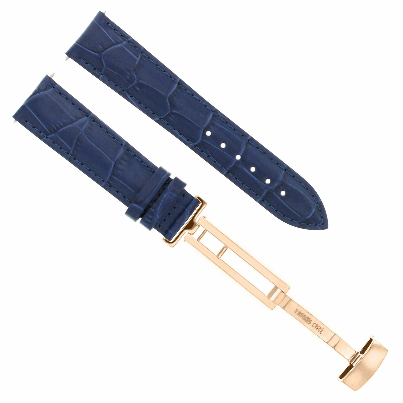 LEATHER WATCH BAND STRAP FOR CITIZEN CLASP ROSE BLACK - 24MM