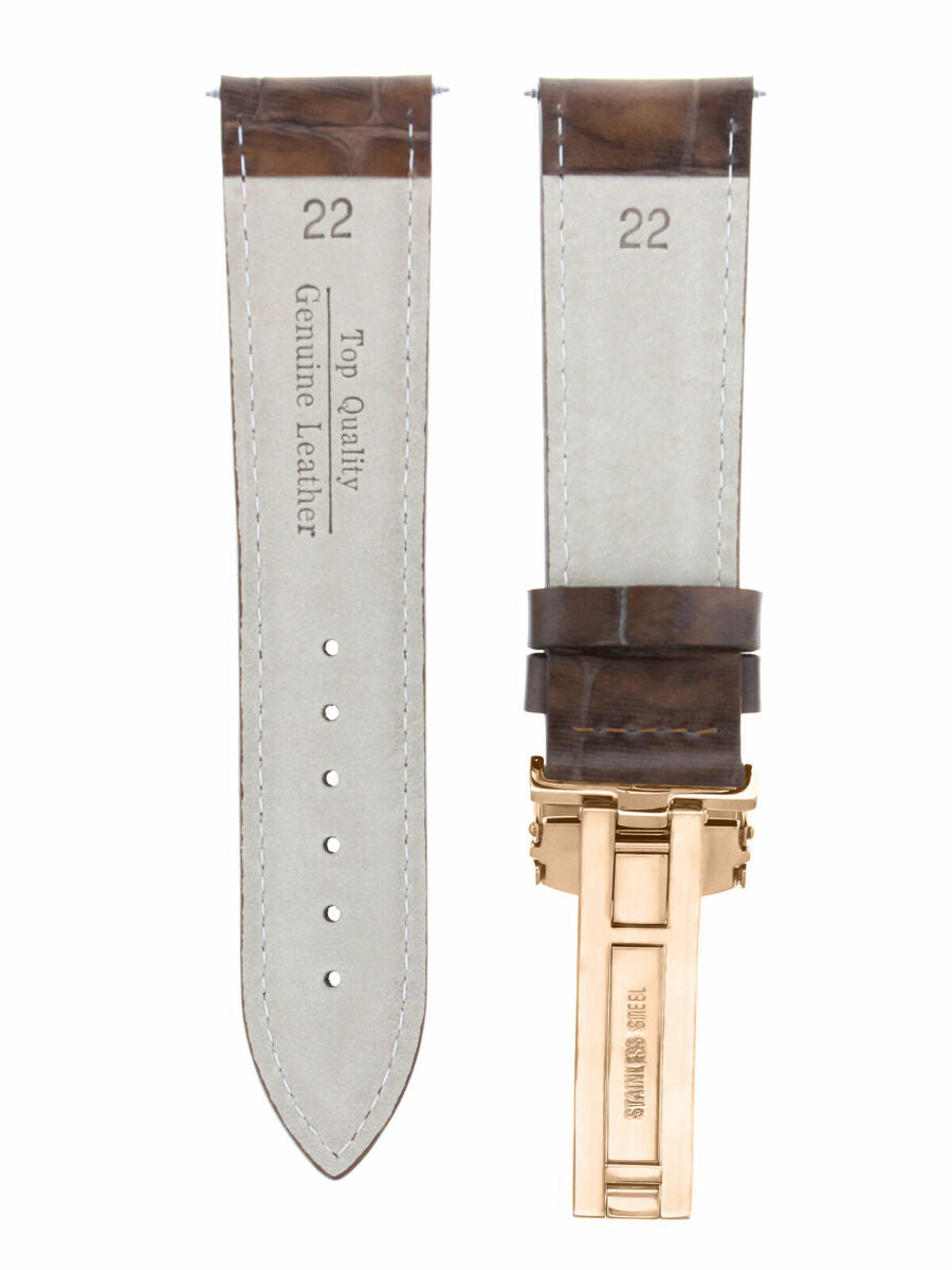 LEATHER WATCH BAND STRAP FOR CITIZEN CLASP ROSE BLACK - 24MM